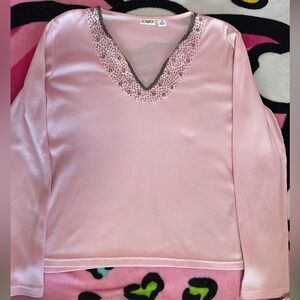 Cato Pink Beaded Long Sleeve Top